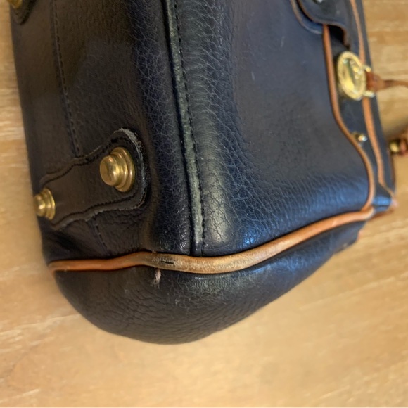 Dooney & Bourke Navy and Brown Leather Satchel - Picture 7 of 14